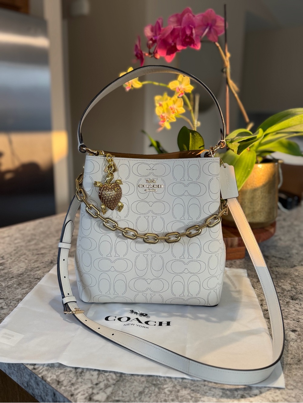 Coach Large Town Bucket Bag in Perforated Leather Style 1008 EUC